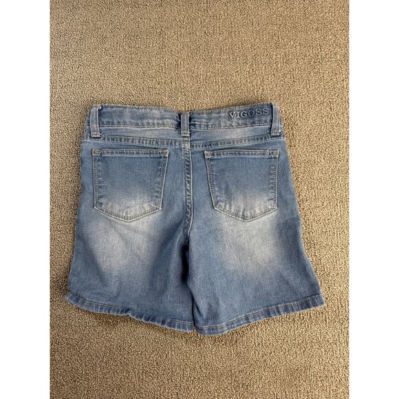 Vigoss Jean Shorts Embroidered Hearts Adjustable Waistband Girls Size 12 - Picture 2 of 6
